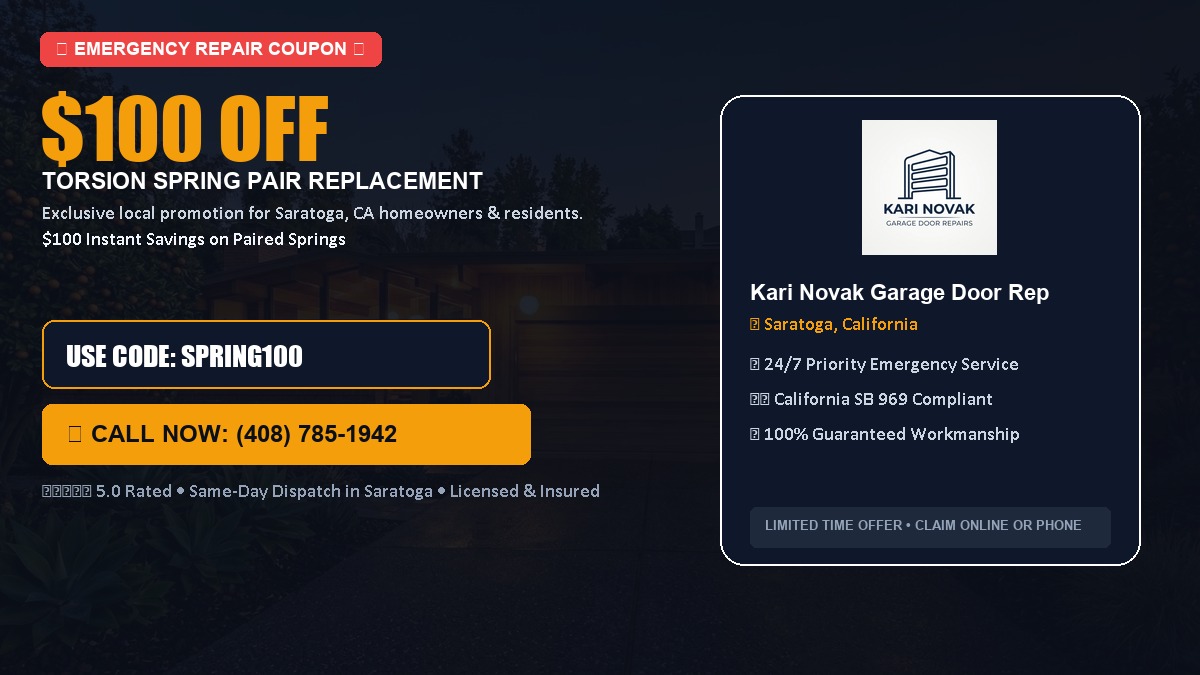 $100 OFF Heavy-Duty Torsion Spring Pair Replacement in Saratoga, CA
