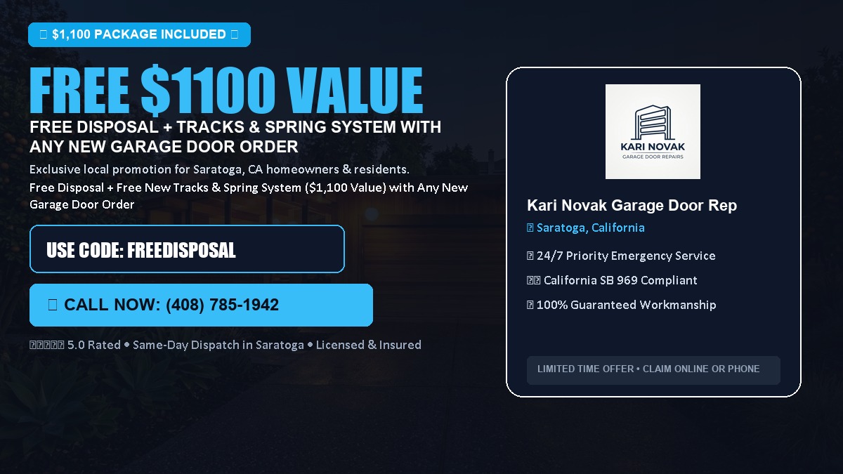 Free Disposal + Free New Tracks & Spring System with Any New Garage Door Order ($1100 Value) in Saratoga, CA